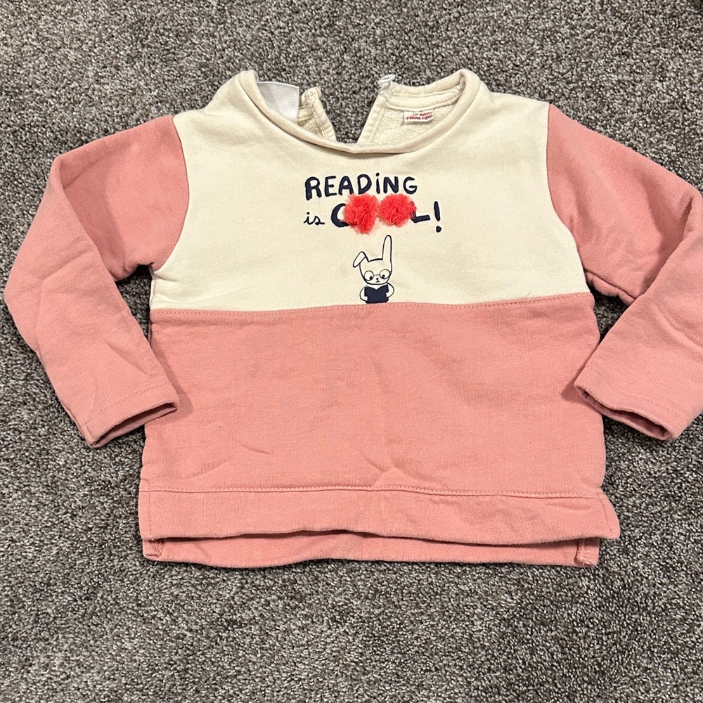 Zara Pink and Cream Kids Graphic Sweatshirt